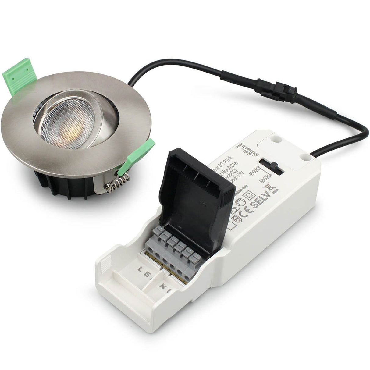 Llitt Sanna Dimbar Infälld Downlight 3000K/4000K 520Lm Ip65 3-Pack Borstad Stål