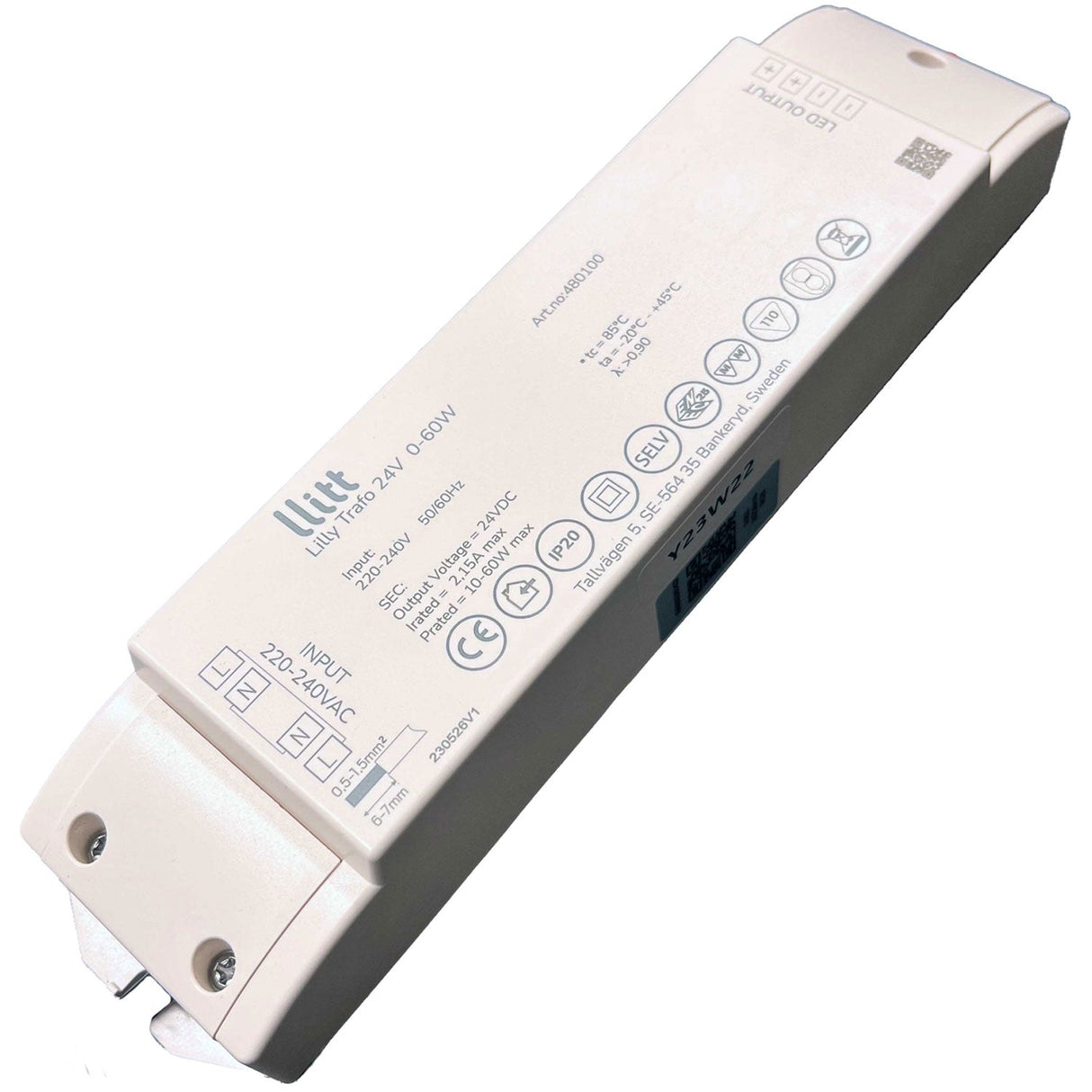 Llitt Lilly Driver Transformator För Led-Strip 24V 0-60W Ip20