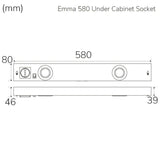 Llitt Emma 580 Köksbänksbelysning 2Xspot + Uttag 3000K 650Lm 580Cm