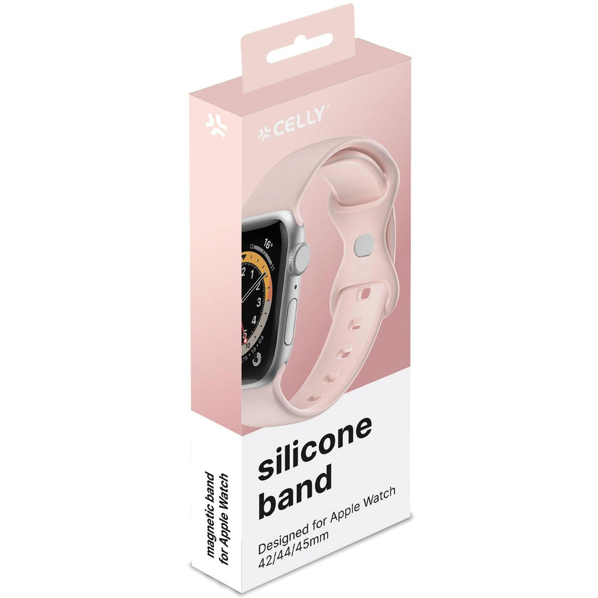 Celly Armband Till Apple Watch 42/44/45Mm Silikon Rosa
