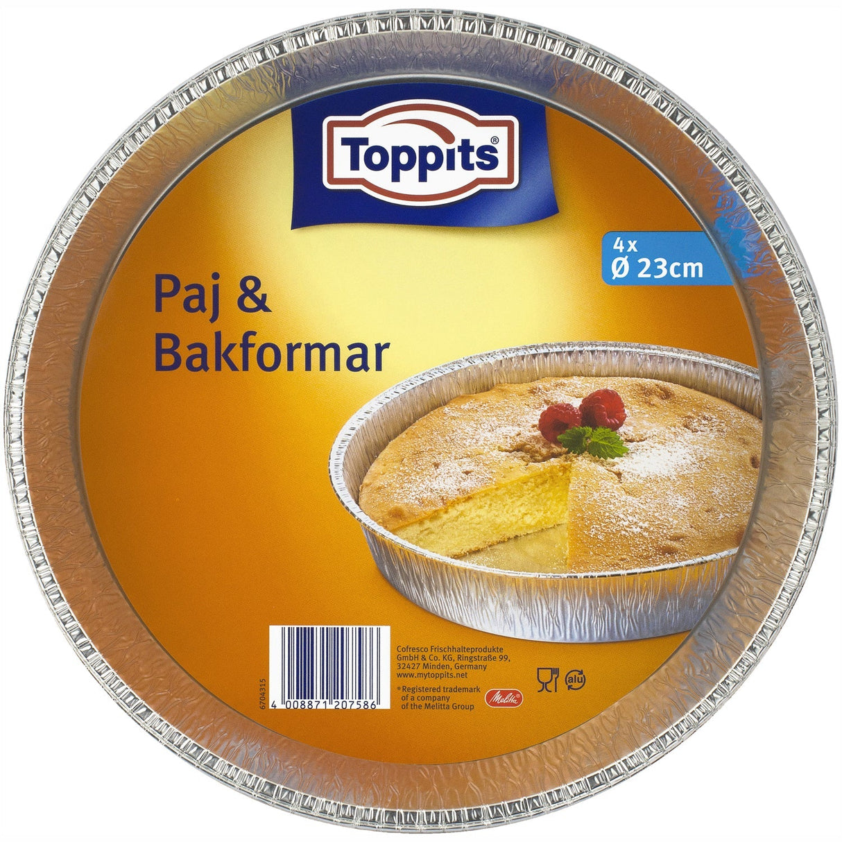 Toppits Paj & Bakform 23Cm Rund 22St Dfp
