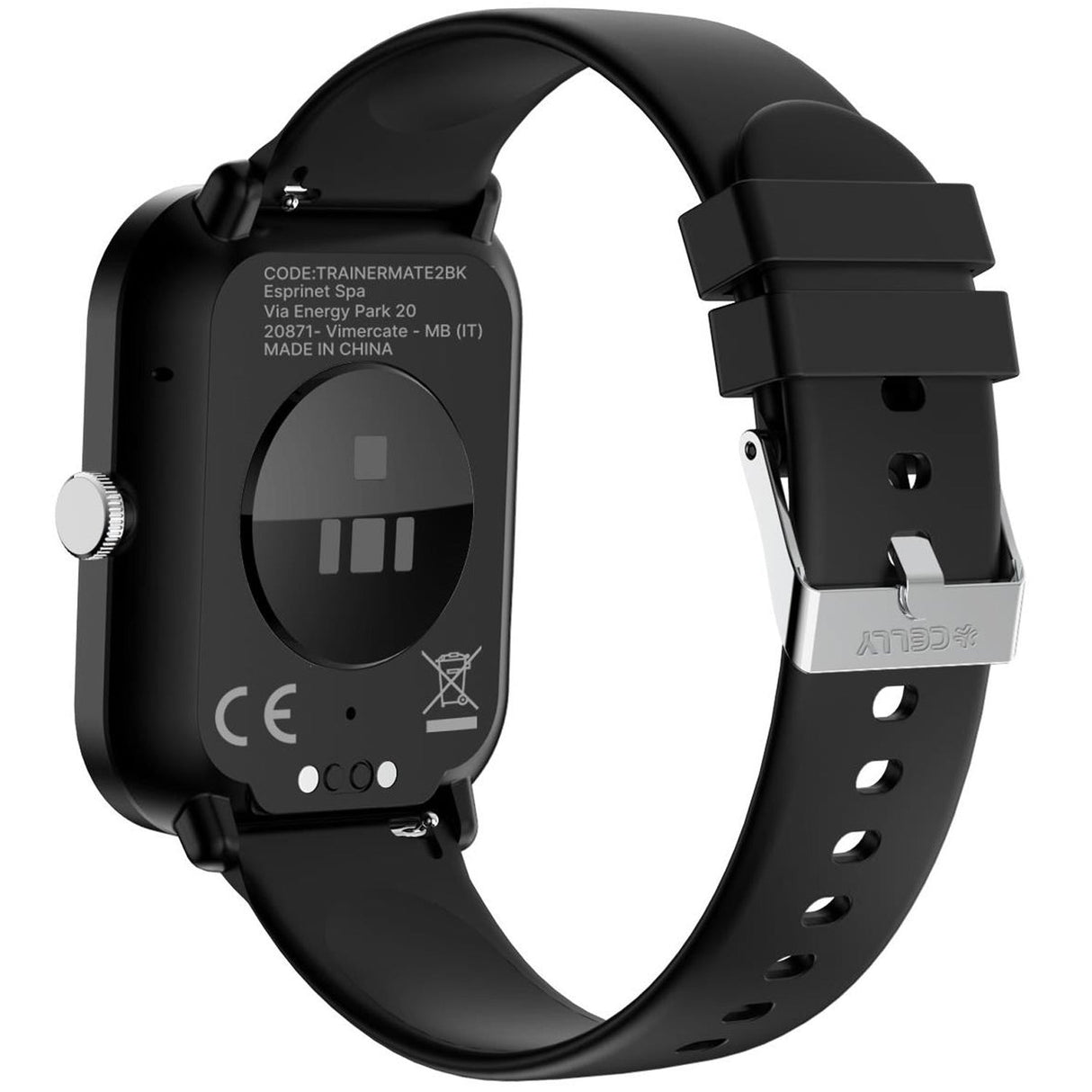 Celly Trainermate 2 Smartwatch med rektangulär urtavla Svart