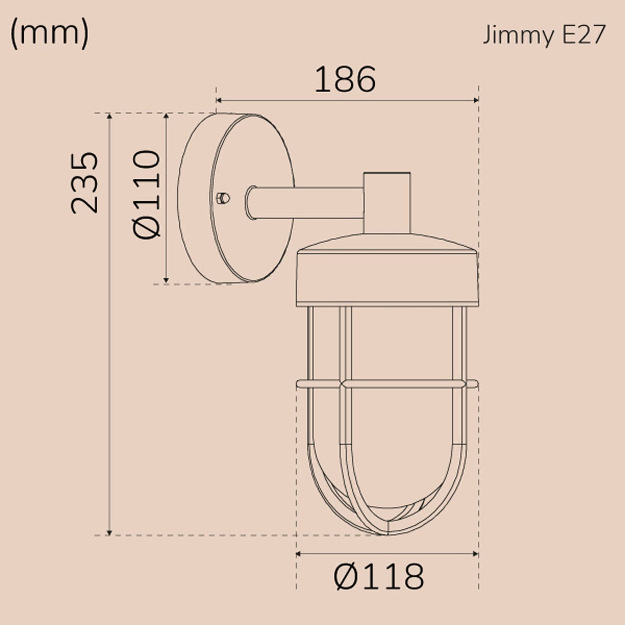 Llitt Jimmy Väggarmatur E27-sockel IP44 Vit