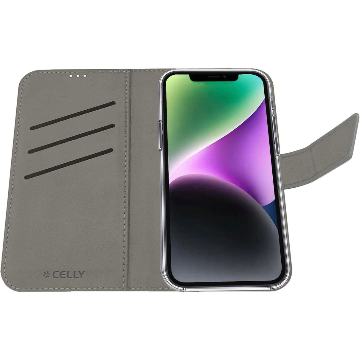 Celly Wally Wallet Case iPhone 16e Svart