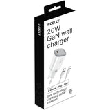 Celly USB-laddare GaN 1 x USB-C PD 20W + Lightning-kabel