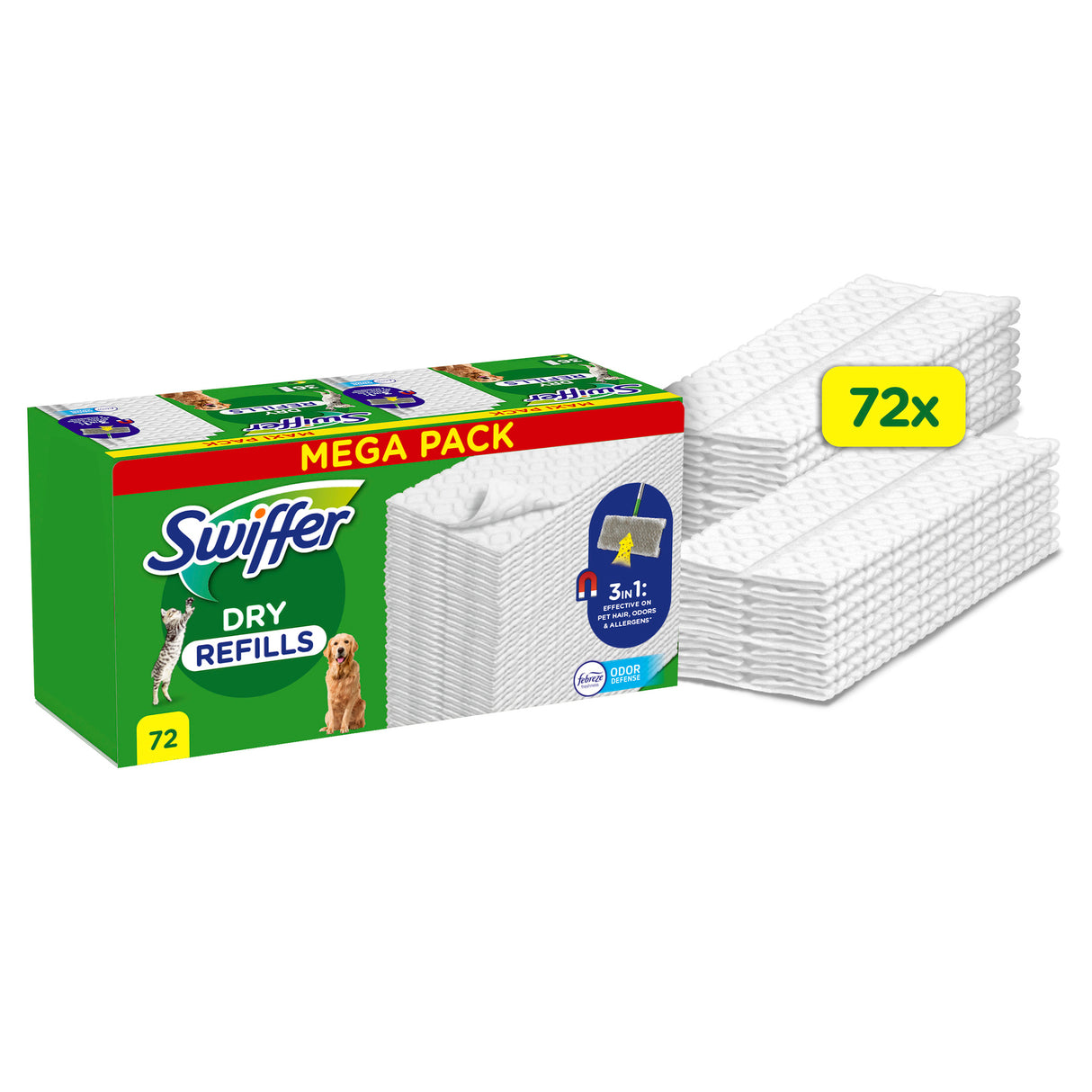 Swiffer Torra Rengöringsdukar för golv 72st Husdjur
