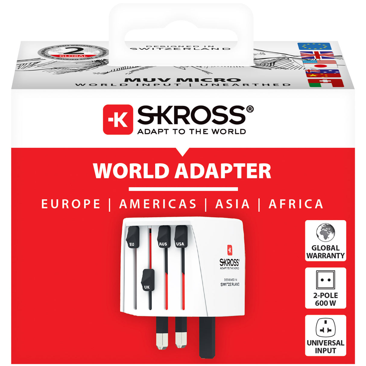 SKROSS Världsreseadapter MUV Micro Ojordad