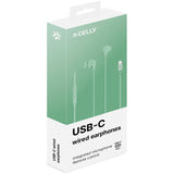 Celly Hörlurar In-Ear Kabel USB-C UP1600 Ljusgrön