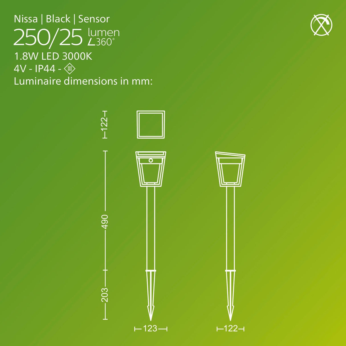 Philips Nissa Piedestal Solcell Led 250/20Lm Svart