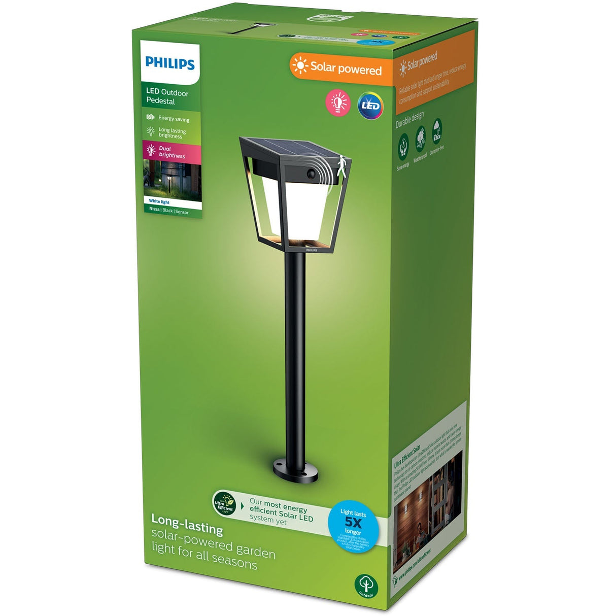Philips Nissa Piedestal Solcell Led 250/20Lm Svart