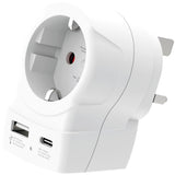 Skross Reseadapter Europa Till Uk M.Fl. Usb-A/Usb-C 20W Pd Jordad