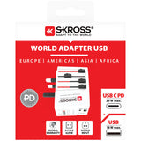 Skross Världsreseadapter Muv Usb Ac30Pd Usb-A+Usb-C Pd 30W Ojordad