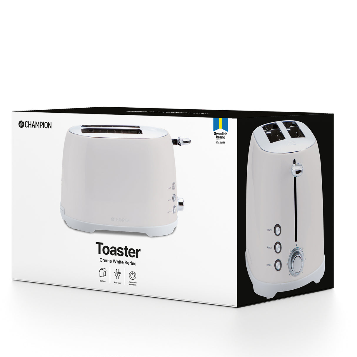 Champion Brödrost 2 skivor 800W BR610 Creme  Series - White