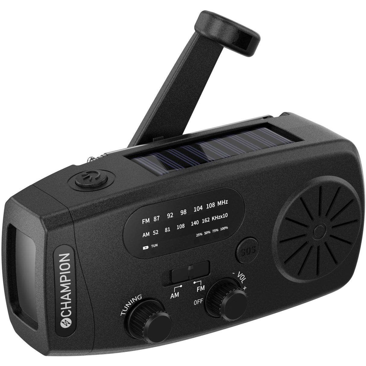 Champion Vevradio Med Ficklampa Och Solcell Svart