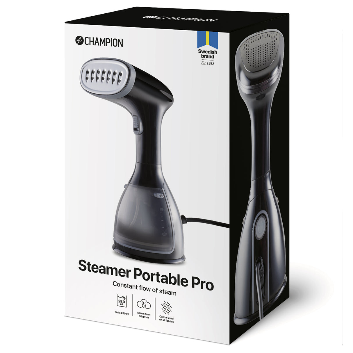Champion Steamer Portable Pro 1500W HS510 - Svart