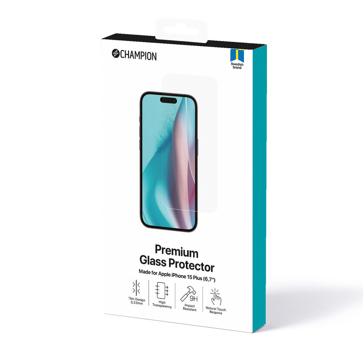 Champion Skärmskydd iPhone 16 Plus / 15 Plus - Svart