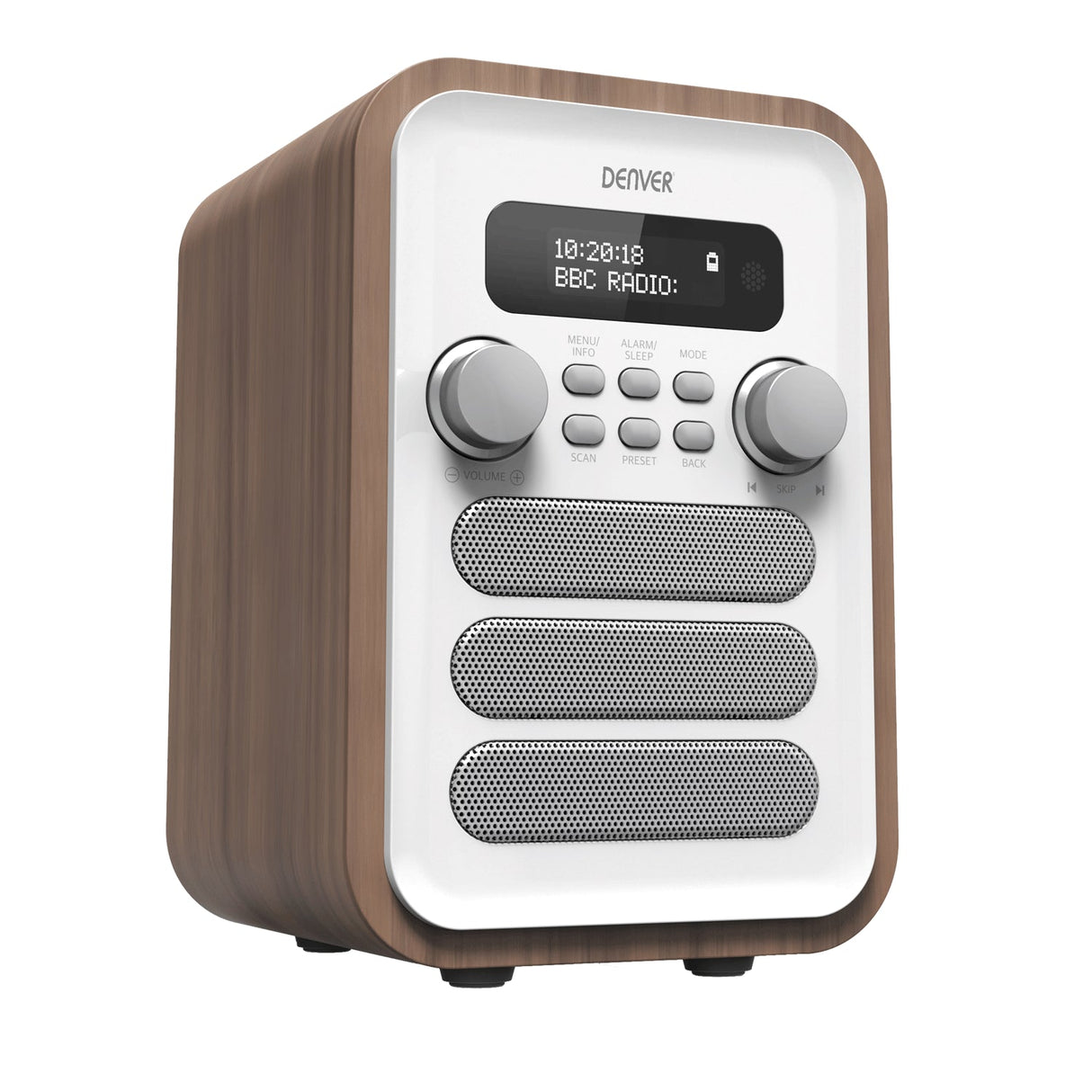 Denver Radio DAB+/FM Bluetooth Trä/grå DAB-48W Vit