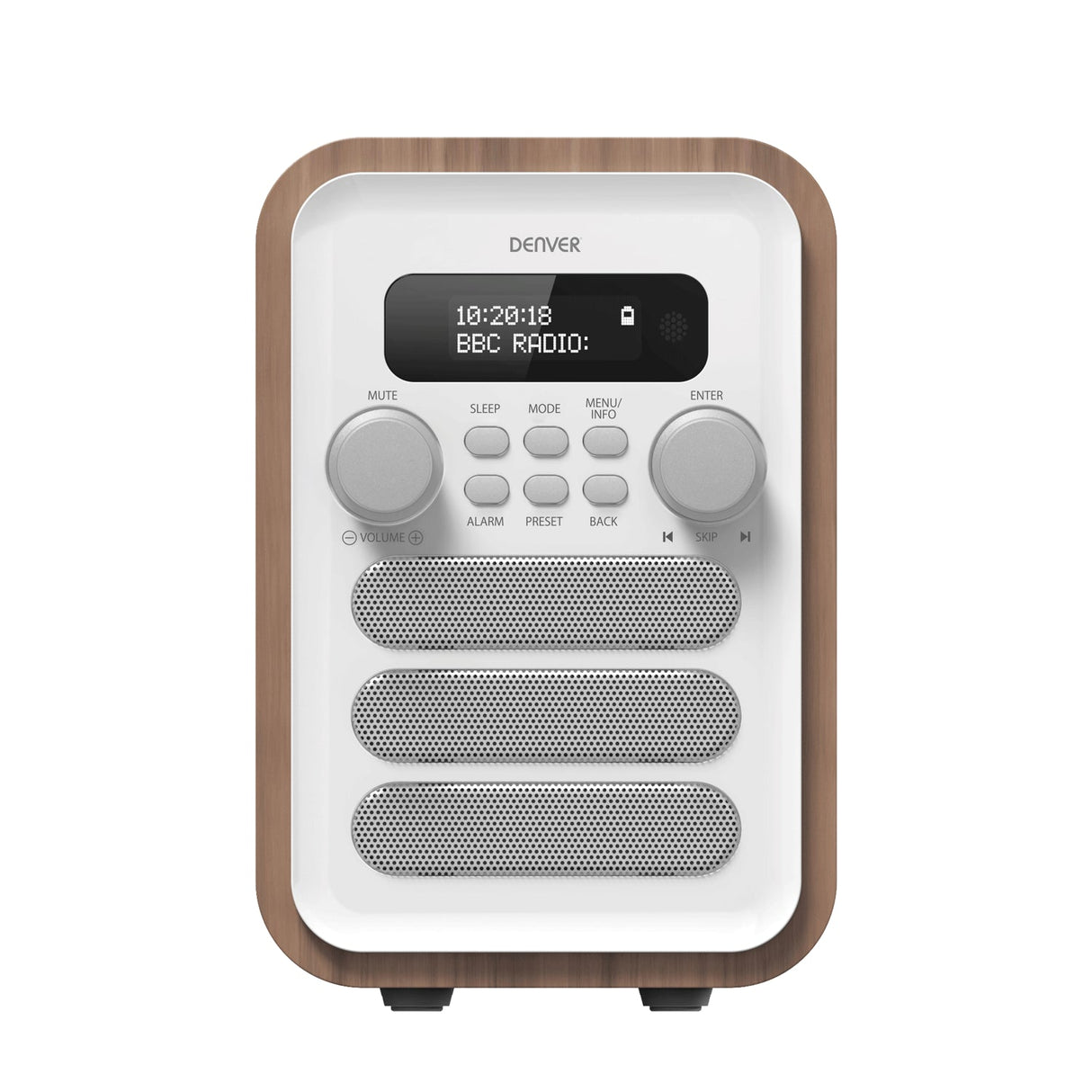 Denver Radio DAB+/FM Bluetooth Trä/grå DAB-48W Vit
