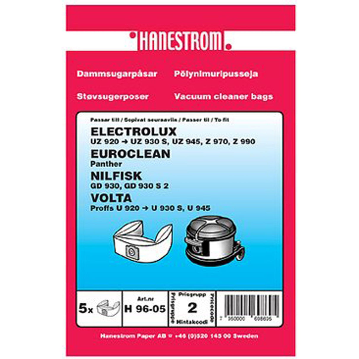 Haneström Dammpåsar Nilfisk 5pack VP930