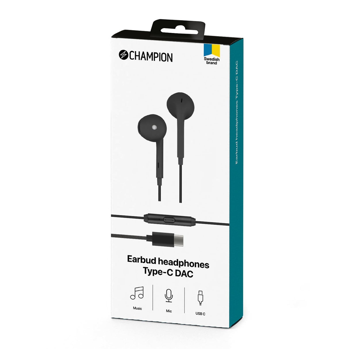 Champion EarBud headphones USB-C DAC Black