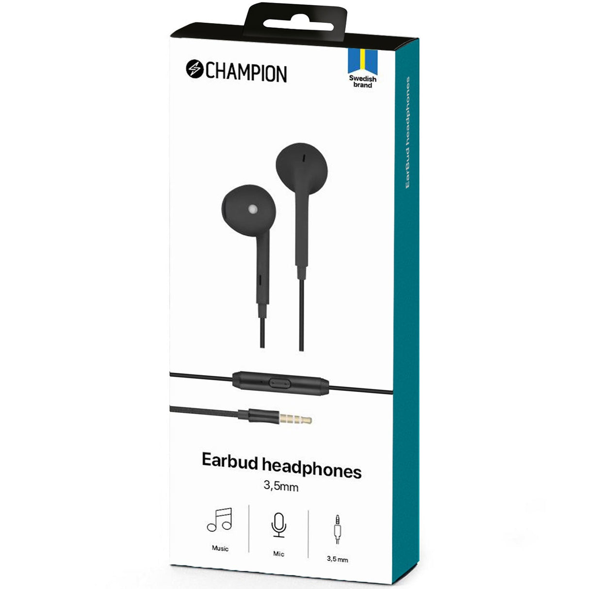 Champion EarBud headphones 3.5mm Black