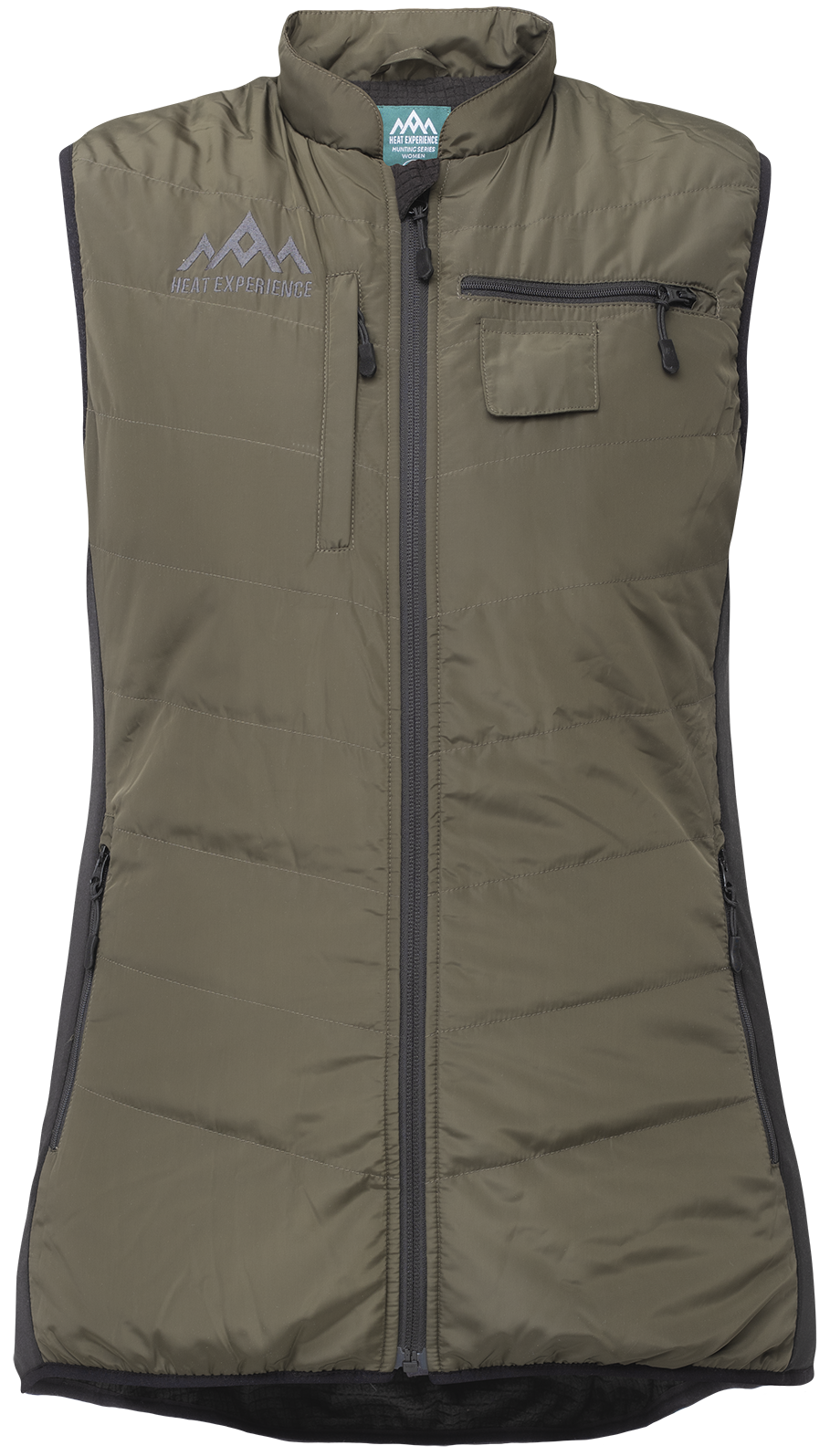 Heat Experience Heated Hunt Vest Womens L Green/Black