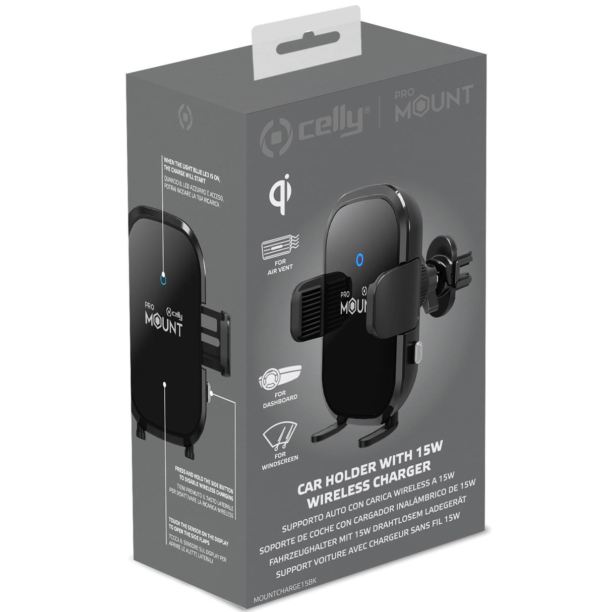 Celly Mobilhållare Trådlös laddning 15W Autorelease