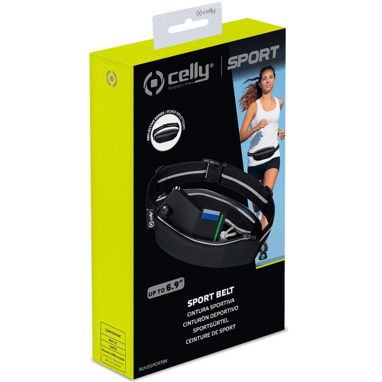 Celly Sportbälte/telefonficka max 6,9" Svart
