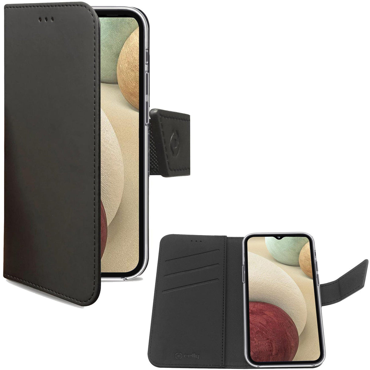 Celly Wallet Case Galaxy A12 Svart