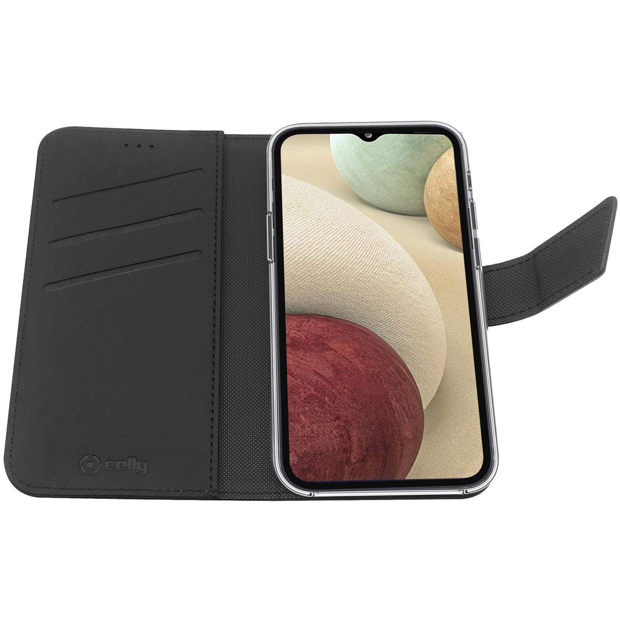 Celly Wallet Case Galaxy A12 Svart