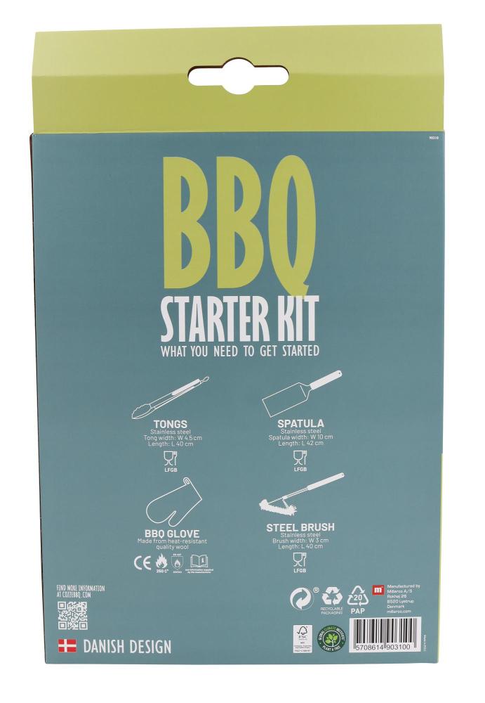 Cozze® BBQ set 4 delar: stekspade, tång, grillborste & Grillhandske