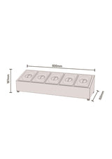 Cozze® toppingstation, 5 fack, rostfritt stål