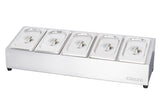 Cozze® toppingstation, 5 fack, rostfritt stål