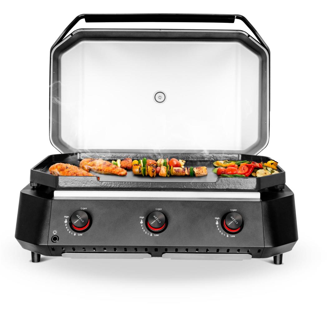 Cozze® G-800 Plancha med lock och tre brännare med gasol 7,0 kW