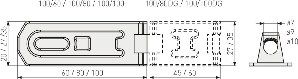 ABUS Ledhasp 100–100 mm